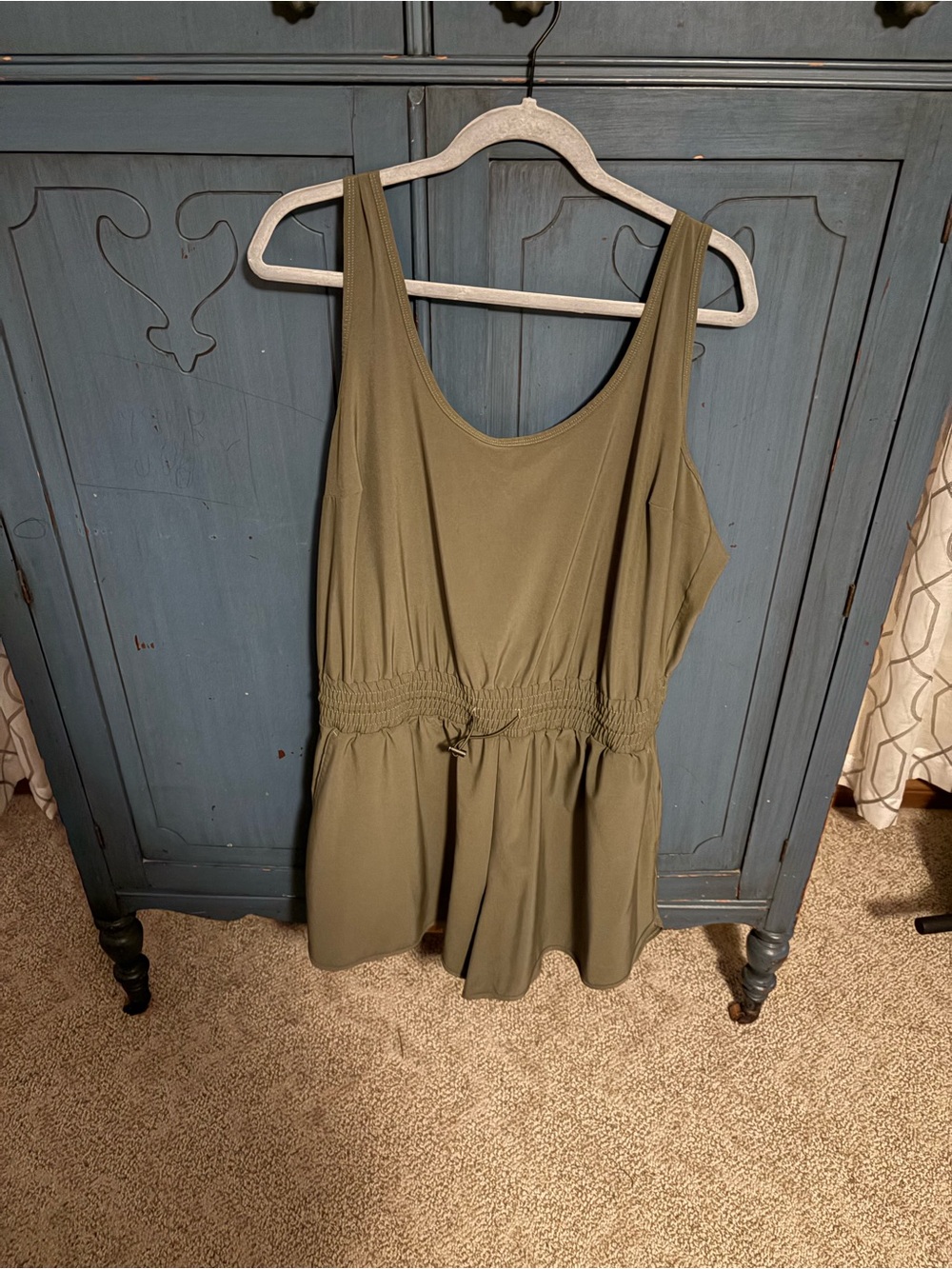 Abercrombie & Fitch Olive Scoop Neck Drawstring Waist Romper XLT